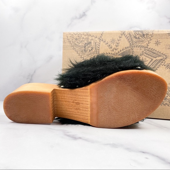 NIB Free People Faux Fur Sonnet Wooden Clog Sandal - Picture 8 of 11